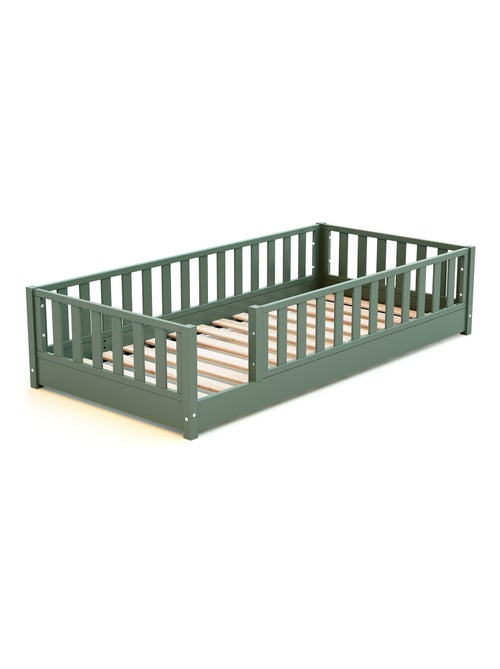 Jurababy - cama infantil de chão de madeira sonho - 90x190 - verde sálvia - Kiabi Jurababy - cama infantil de chão de madeira sonho - 90x190 - verde sálvia - Kiabi