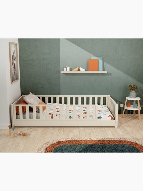 Jurababy - cama infantil de chão de madeira sonho com colchão - 90x190 - branco pérola - Kiabi Jurababy - cama infantil de chão de madeira sonho com colchão - 90x190 - branco pérola - Kiabi