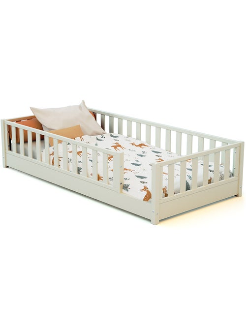 Jurababy - cama infantil de chão de madeira sonho com colchão - 90x190 - branco pérola - Kiabi Jurababy - cama infantil de chão de madeira sonho com colchão - 90x190 - branco pérola - Kiabi