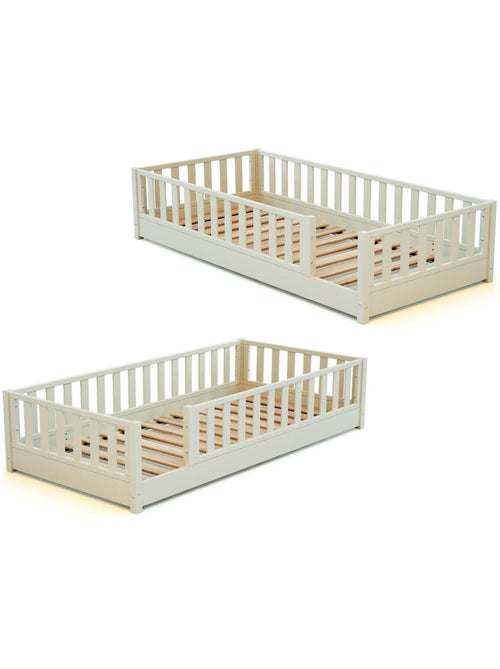 Jurababy - cama infantil de chão de madeira sonho com colchão - 90x190 - branco pérola - Kiabi Jurababy - cama infantil de chão de madeira sonho com colchão - 90x190 - branco pérola - Kiabi