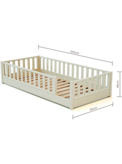 Jurababy - cama infantil de chão de madeira sonho com colchão - 90x190 - branco pérola - Kiabi Jurababy - cama infantil de chão de madeira sonho com colchão - 90x190 - branco pérola - Kiabi