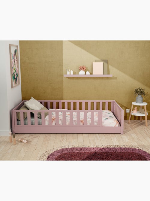 Jurababy - cama infantil de chão de madeira sonho com colchão - 90x190 - rosa pó - Kiabi Jurababy - cama infantil de chão de madeira sonho com colchão - 90x190 - rosa pó - Kiabi