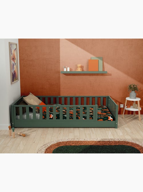 Jurababy - cama infantil de chão de madeira sonho com colchão - 90x190 - verde sálvia - Kiabi Jurababy - cama infantil de chão de madeira sonho com colchão - 90x190 - verde sálvia - Kiabi