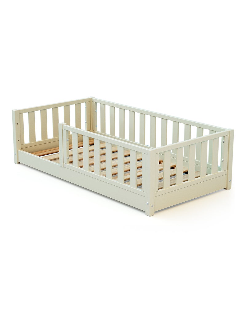 Jurababy - cama infantil de chão de madeira sonho mini - 70x140 - branco pérola Branco - Kiabi