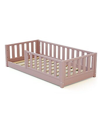 Jurababy - cama infantil de chão de madeira sonho mini - 70x140 - rosa pó