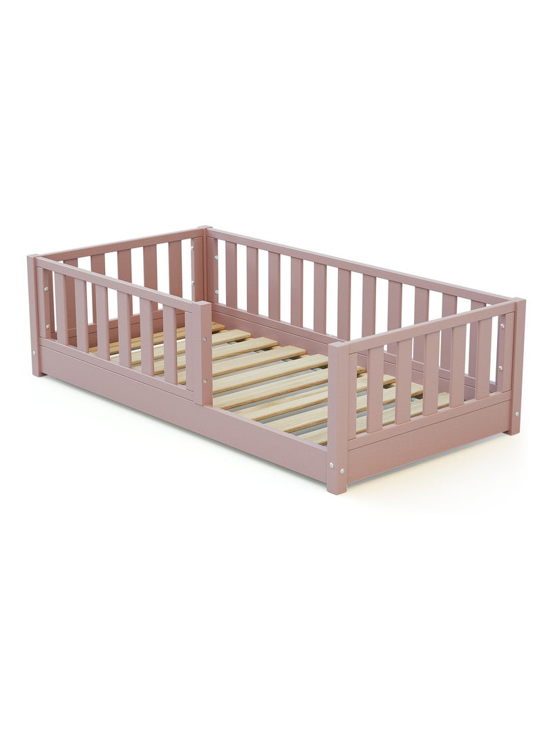 Jurababy - cama infantil de chão de madeira  sonho mini - 70x140 - rosa pó Rosa - Kiabi