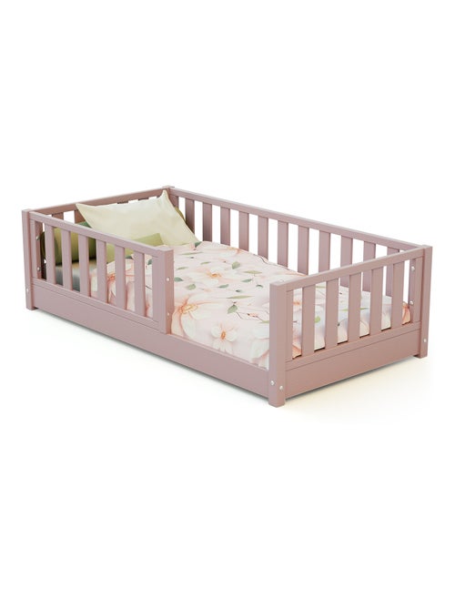 Jurababy - cama infantil de chão de madeira sonho mini - 70x140 - rosa pó - Kiabi Jurababy - cama infantil de chão de madeira sonho mini - 70x140 - rosa pó - Kiabi