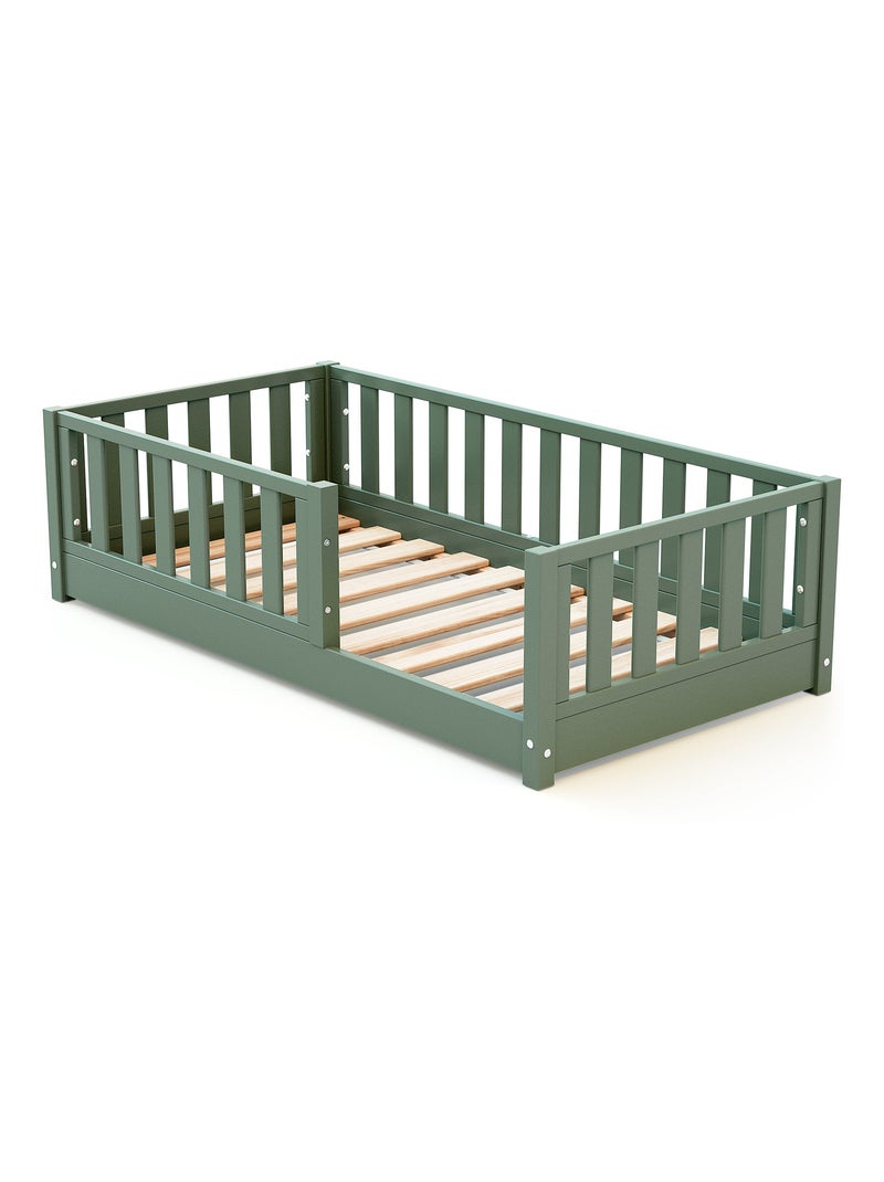 Jurababy - cama infantil de chão de madeira sonho mini - 70x140 - verde sálvia Verde - Kiabi