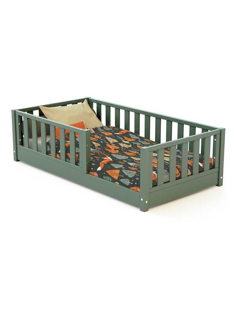 Jurababy - cama infantil de chão de madeira sonho mini - 70x140 - verde sálvia Verde - Kiabi