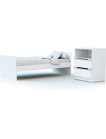 Jurababy - carrousel berço conversível de madeira para bebê, branco e faia envernizada, 60 x 120 cm