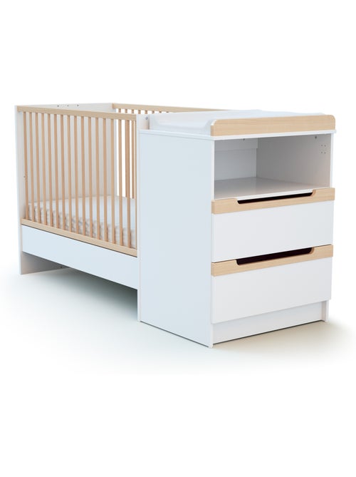 Jurababy - carrousel berço conversível de madeira para bebê, branco e faia envernizada, 60 x 120 cm - Kiabi Jurababy - carrousel berço conversível de madeira para bebê, branco e faia envernizada, 60 x 120 cm - Kiabi