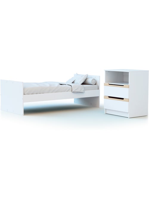 Jurababy - carrousel berço conversível de madeira para bebê, branco e faia envernizada, 60 x 120 cm - Kiabi Jurababy - carrousel berço conversível de madeira para bebê, branco e faia envernizada, 60 x 120 cm - Kiabi
