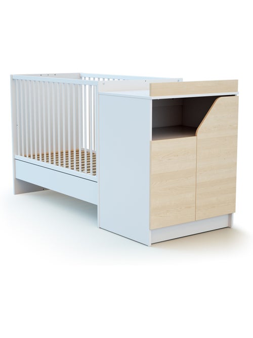 Jurababy - carrousel berço conversível de madeira para bebê, branco e faia envernizada, 60 x 120 cm - Kiabi Jurababy - carrousel berço conversível de madeira para bebê, branco e faia envernizada, 60 x 120 cm - Kiabi