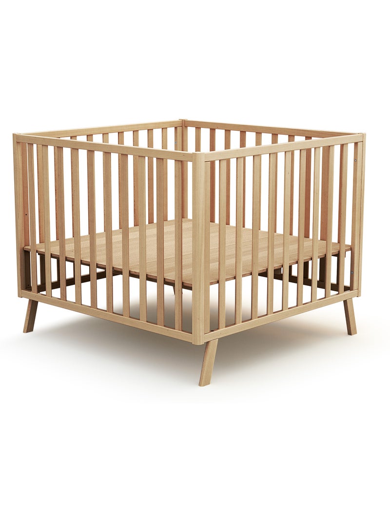Jurababy - cercadinho de bebê em madeira convertível kasa faia envernizada 100 x 100 cm Bege claro - Kiabi