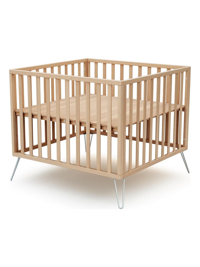 Jurababy - cercadinho de bebê em madeira only faia e de aço 100 x 100 cm Cinza-castanho cinza - Kiabi