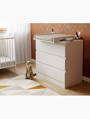 Jurababy - kira trocador de bebê universal de madeira de 50cm para cômoda - branco