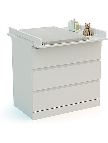 Jurababy - kira trocador de bebê universal de madeira de 70cm para cômoda - branco