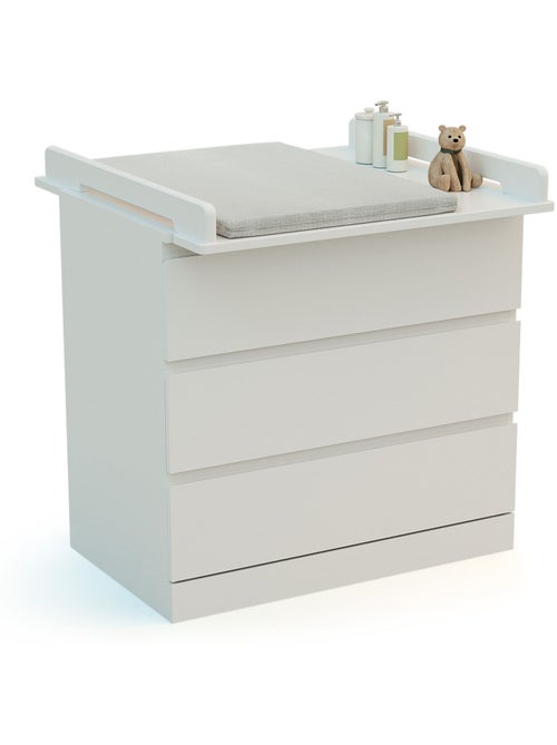 Jurababy - kira trocador de bebê universal de madeira de 70cm para cômoda - branco - Kiabi Jurababy - kira trocador de bebê universal de madeira de 70cm para cômoda - branco - Kiabi