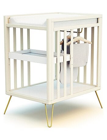 Jurababy - mesa muda-fraldas com 2 prateleiras only de madeira faia e terracotta