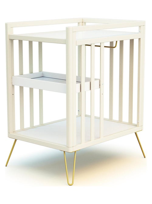 Jurababy - mesa muda-fraldas com 2 prateleiras only de madeira branco e amarelo - Kiabi Jurababy - mesa muda-fraldas com 2 prateleiras only de madeira branco e amarelo - Kiabi