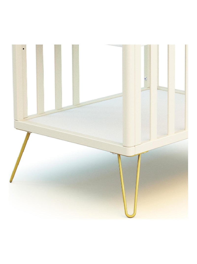 Jurababy - mesa muda-fraldas com 2 prateleiras only de madeira branco e amarelo Amarelo - Kiabi