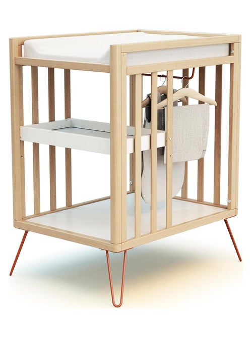 Jurababy - mesa muda-fraldas com 2 prateleiras only de madeira faia e terracotta - Kiabi Jurababy - mesa muda-fraldas com 2 prateleiras only de madeira faia e terracotta - Kiabi