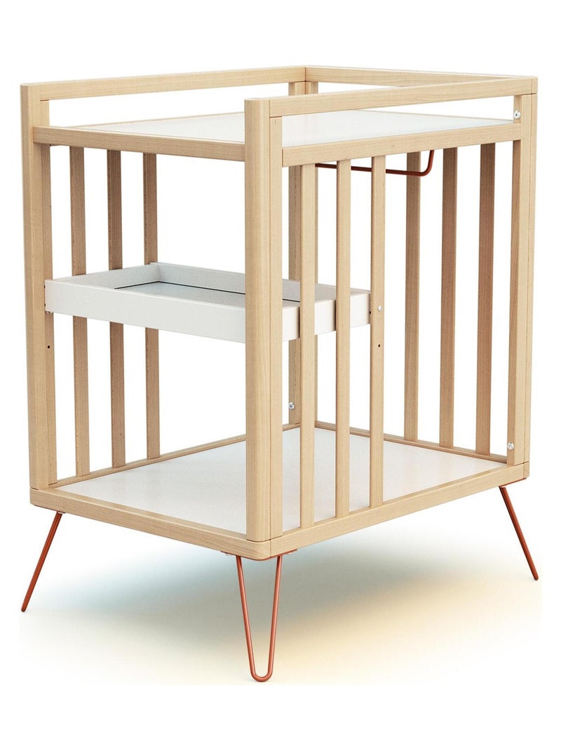 Jurababy - mesa muda-fraldas com 2 prateleiras only de madeira faia e terracotta Castanho - Kiabi