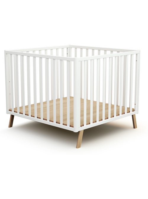 Jurababy -cercadinho de bebê em madeira convertível kasa branco 100 x 100 cm - Kiabi Jurababy -cercadinho de bebê em madeira convertível kasa branco 100 x 100 cm - Kiabi
