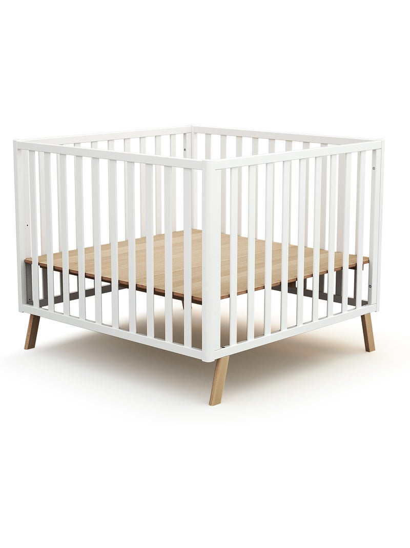 Jurababy -cercadinho de bebê em madeira convertível kasa branco 100 x 100 cm Branco - Kiabi