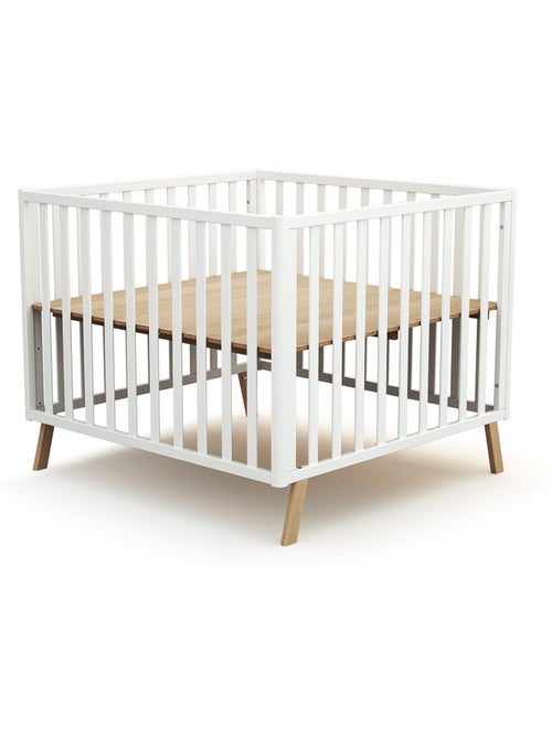 Jurababy -cercadinho de bebê em madeira convertível kasa branco 100 x 100 cm - Kiabi Jurababy -cercadinho de bebê em madeira convertível kasa branco 100 x 100 cm - Kiabi