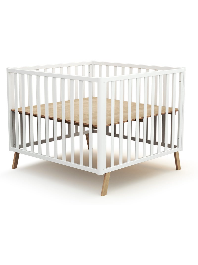 Jurababy -cercadinho de bebê em madeira convertível kasa branco 100 x 100 cm Branco - Kiabi