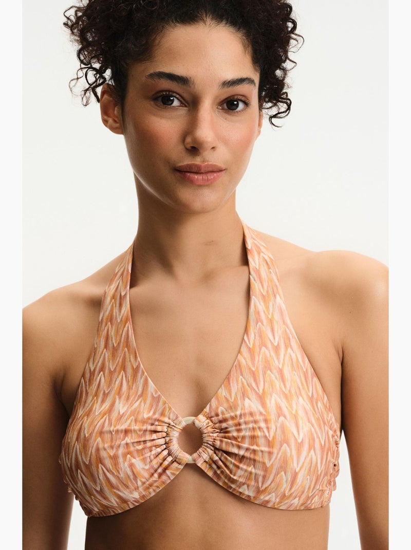 Kacie hot top de biquíni com padrão zigzag penti Greige - Kiabi