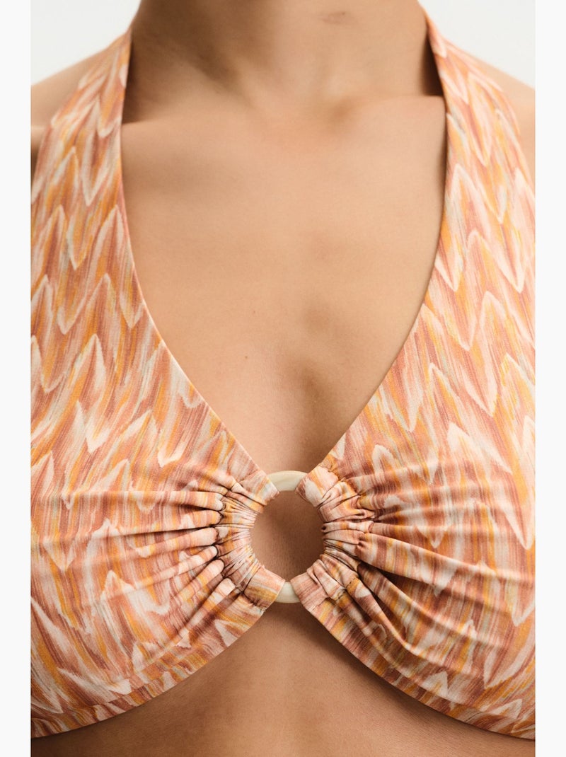 Kacie hot top de biquíni com padrão zigzag penti Greige - Kiabi