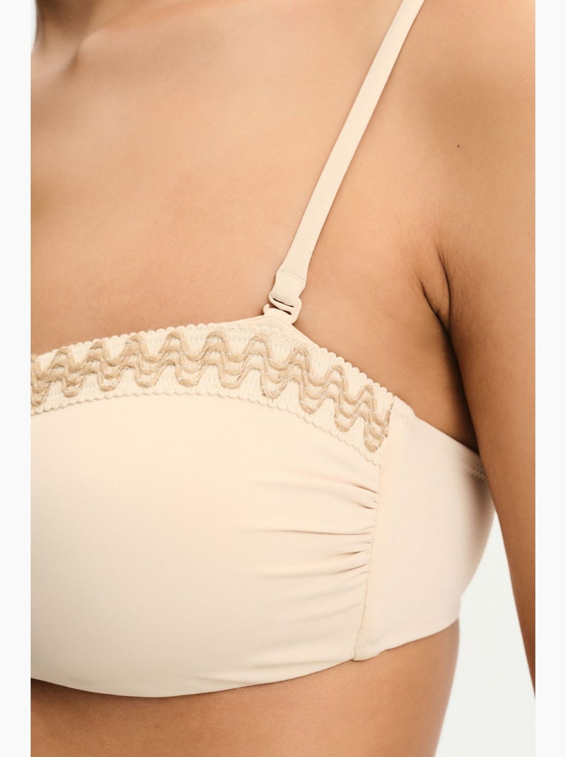 Kaia top de biquíni tomara que caia penti Creme - Kiabi
