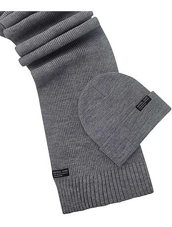 Kaporal BERA: Conjunto de Gorro e Cachecol Cinzento para Homem
