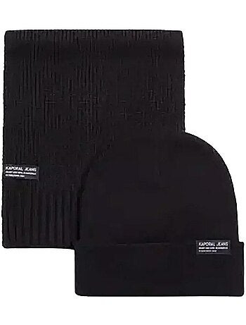 Kaporal BERA: Conjunto de Gorro e Cachecol Preto para Homem
