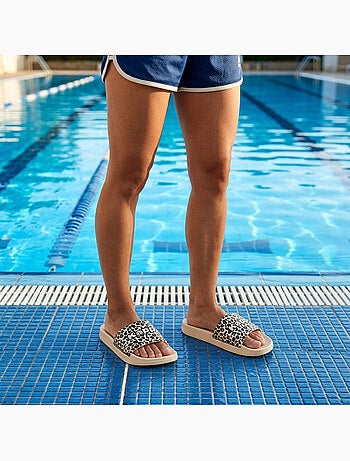 Kappa chinelo mulher piscina glitter glossy leopardo