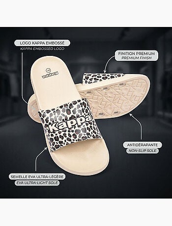 Kappa chinelo mulher piscina glitter glossy leopardo