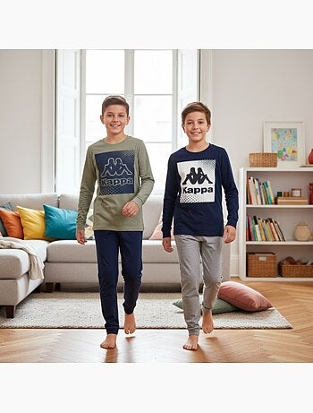 KAPPA Pijama Comprido Rapaz Pack de 2 Algodão Logo Omini Decote Redondo Manga Comprida