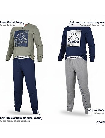 KAPPA Pijama Comprido Rapaz Pack de 2 Algodão Logo Omini Decote Redondo Manga Comprida