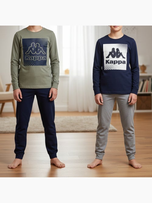 KAPPA Pijama Comprido Rapaz Pack de 2 Algodão Logo Omini Decote Redondo Manga Comprida - Kiabi KAPPA Pijama Comprido Rapaz Pack de 2 Algodão Logo Omini Decote Redondo Manga Comprida - Kiabi