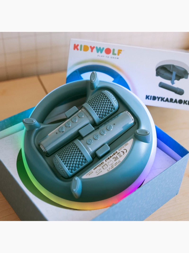 Karaokê portátil luminoso para crianças com 2 microfones | kidywolf Azul - Kiabi