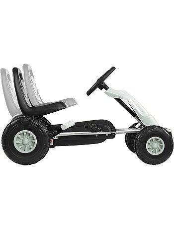 Kart infantil a pedais com design de carro de corrida, marcha à frente e atrás