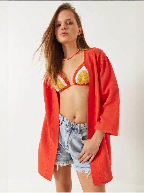 Kimono em mistura de viscose e linho lucci - Kiabi Kimono em mistura de viscose e linho lucci - Kiabi