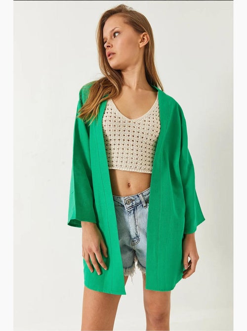 Kimono em mistura de viscose e linho lucci - Kiabi Kimono em mistura de viscose e linho lucci - Kiabi