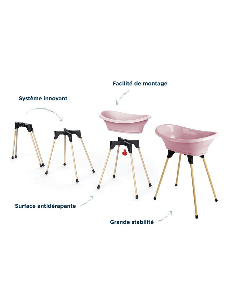 Kit banheira bebé thermobaby vasco 3 peças com suporte e mangueira Rosa - Kiabi