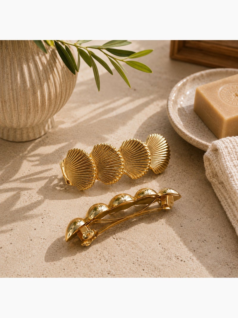 Kit com 2 ganchos de cabelo com motivo concha Dourado/Ouro - Kiabi