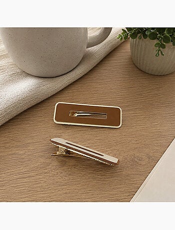 Kit com 2 ganchos de cabelo retangulares minimalistas