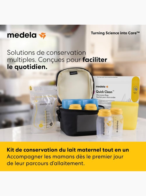 Kit de armazenamento de leite materno tudo-em-um medela - 4 biberões de 150 ml, 4 sacos easy pour, 1 - Kiabi Kit de armazenamento de leite materno tudo-em-um medela - 4 biberões de 150 ml, 4 sacos easy pour, 1 - Kiabi