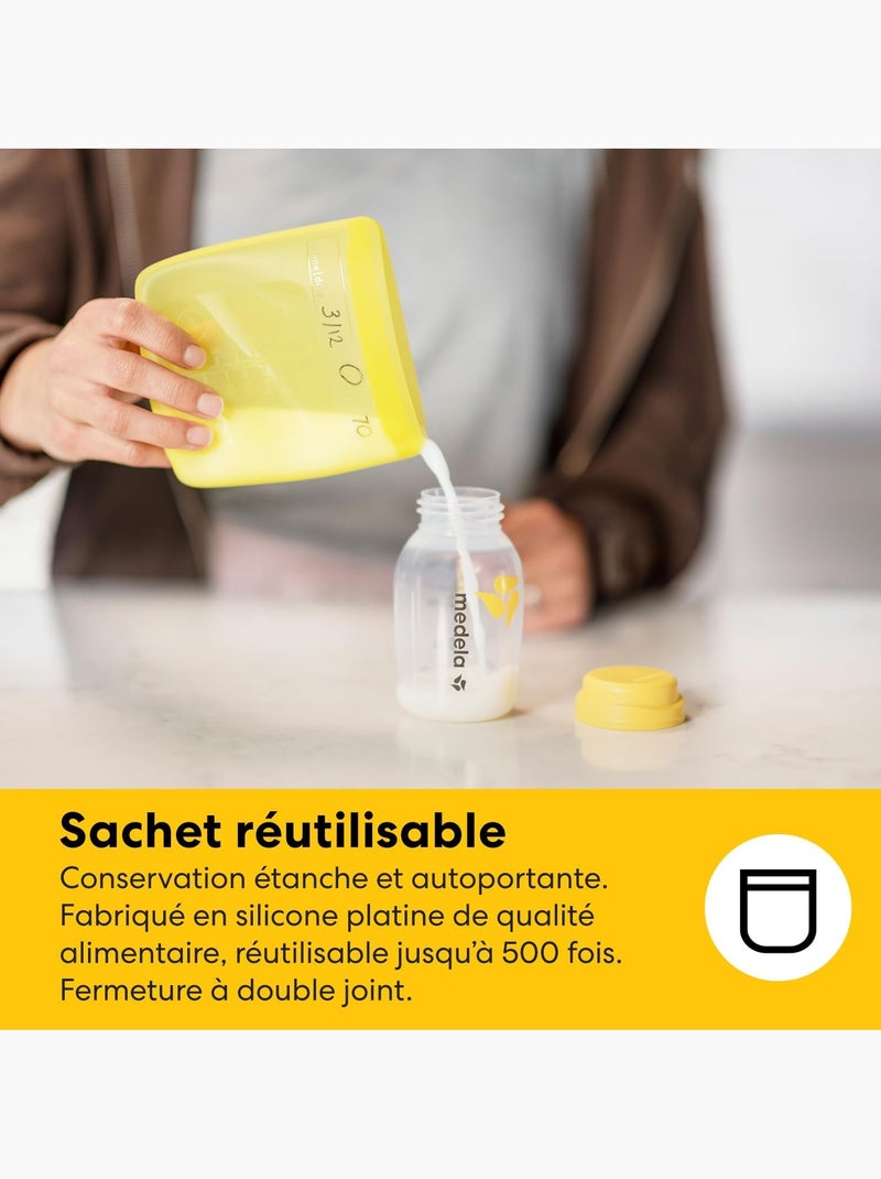 Kit de armazenamento de leite materno tudo-em-um medela - 4 biberões de 150 ml, 4 sacos easy pour, 1 Multicolorido - Kiabi